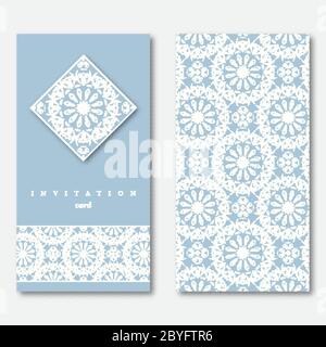Set di due carte ornamentali floreali mandala. Illustrazione Vettoriale