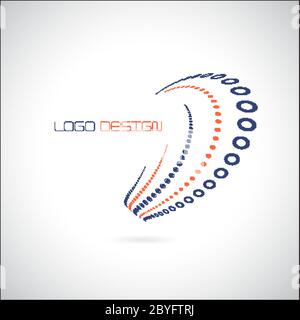 Modello di disegno del logo vettoriale astratto in colore blu-rosso. Logo Fla Illustrazione Vettoriale