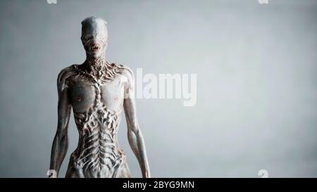 Spaventoso mostro dell'orrore. Concetto di paura. rendering 3d. Foto Stock