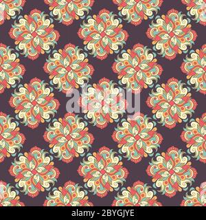 Motivo senza cuciture disegnato a mano con elemen tribali decorativi etnici Illustrazione Vettoriale