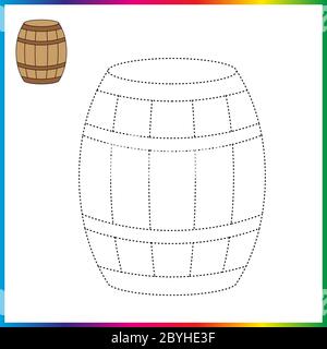 VASO , collegare i punti e la pagina da colorare. Foglio di lavoro - gioco per bambini. Ripristinare linea tratteggiata - gioco traccia per bambini. Gioco puzzle Illustrazione Vettoriale