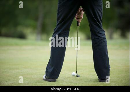 Campo da golf a 18 buche presso il Foxhills Country Club, Surrey, Regno Unito Foto Stock