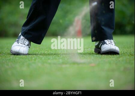 Campo da golf a 18 buche presso il Foxhills Country Club, Surrey, Regno Unito Foto Stock