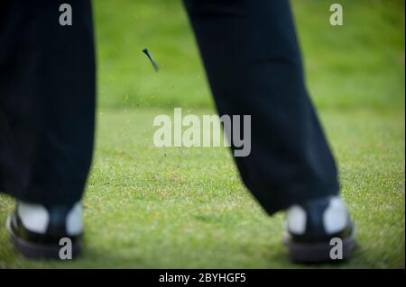 Campo da golf a 18 buche presso il Foxhills Country Club, Surrey, Regno Unito Foto Stock