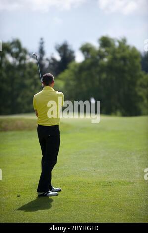 Campo da golf a 18 buche presso il Foxhills Country Club, Surrey, Regno Unito Foto Stock