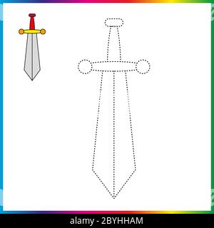 VASO , collegare i punti e la pagina da colorare. Foglio di lavoro - gioco per bambini. Ripristinare linea tratteggiata - gioco traccia per bambini. Gioco puzzle Illustrazione Vettoriale