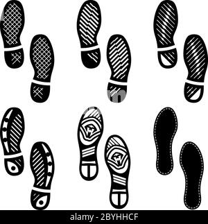 Colophon Soles Shoes (Shoe Print) Imposta icona Illustrazione vettoriale Illustrazione Vettoriale