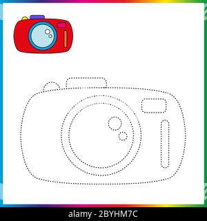 VASO , collegare i punti e la pagina da colorare. Foglio di lavoro - gioco per bambini. Ripristinare linea tratteggiata - gioco traccia per bambini. Gioco puzzle Illustrazione Vettoriale