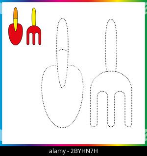 VASO , collegare i punti e la pagina da colorare. Foglio di lavoro - gioco per bambini. Ripristinare linea tratteggiata - gioco traccia per bambini. Gioco puzzle Illustrazione Vettoriale