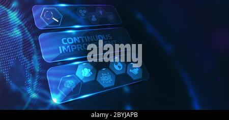 Il concetto di business, tecnologia, Internet e la rete. Un giovane imprenditore lavorando su uno schermo virtuale del futuro e vede il inscrip Foto Stock