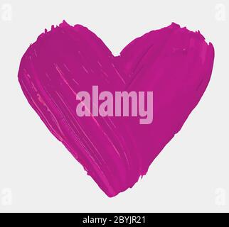 Dipinto a mano con pennello isolato cuore rosa grande. Simbolo di San Valentino. Illustrazione vettoriale Illustrazione Vettoriale