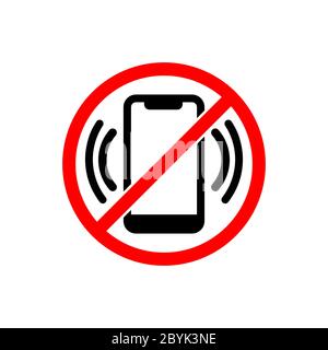 Nessuna icona del telefono cellulare in nero e rosso. Simbolo vietato semplice su sfondo isolato. Vettore EPS 10. Illustrazione Vettoriale