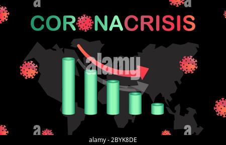 Crisi economica globale coronavirus covid19 virus fondo piatto nel moderno concetto di design colore. Vettore EPS 10. Illustrazione Vettoriale