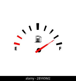 Indicatori di carburante misuratore di gas o auto, icona serbatoio di gas in nero semplice design su uno sfondo isolato. Vettore EPS 10 Illustrazione Vettoriale