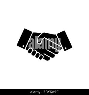 Handshake, mani, associazione icona vettore logo disegno simbolo nero isolato su sfondo bianco. EPS vettoriale 10 Illustrazione Vettoriale