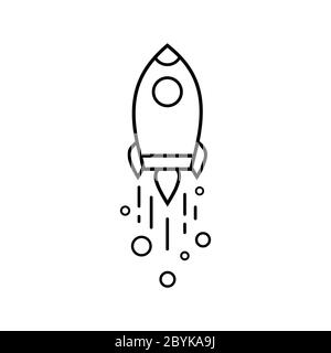Icona di un razzo o di un'astronave logo vettoriale simbolo nero isolato su sfondo bianco. EPS vettoriale 10. Illustrazione Vettoriale