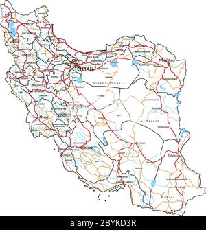 Iran strada e mappa stradale. Illustrazione vettoriale. Illustrazione Vettoriale