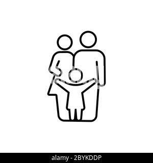 Linea icone famiglia in nero semplice design su sfondo isolato. Vettore EPS 10 Illustrazione Vettoriale