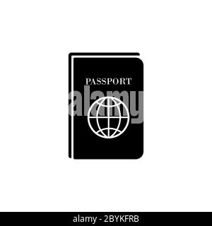 Icona Passport in nero su sfondo bianco isolato. Vettore EPS 10. Illustrazione Vettoriale