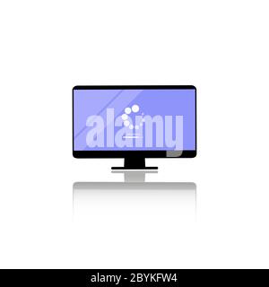 Icona di aggiornamento monitor del computer. Computer di aggiornamento software. Caricamento dei dati concettuali progettazione semplice su uno sfondo isolato. Vettore EPS 10 Illustrazione Vettoriale