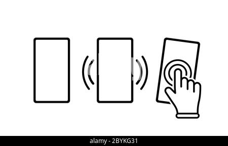 Icona del telefono e dello smartphone di colore nero. Telefono cellulare con simbolo di vibrazione o mano su sfondo isolato. Vettore EPS 10 Illustrazione Vettoriale