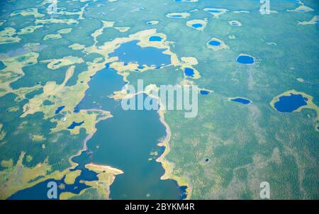 Vista aerea sui paesaggi del Nord Yakutia Foto Stock