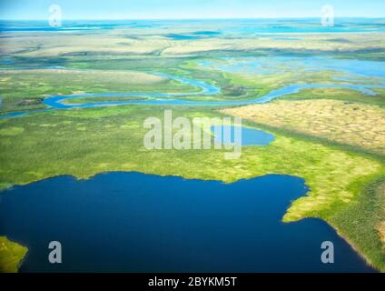 Vista aerea sui paesaggi del Nord Yakutia Foto Stock