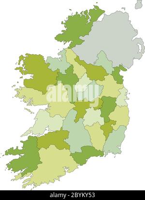 Mappa politica modificabile con livelli separati e molto dettagliata. Irlanda. Illustrazione Vettoriale