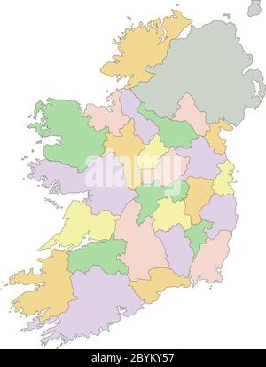 Irlanda - Mappa politica modificabile e molto dettagliata. Illustrazione Vettoriale