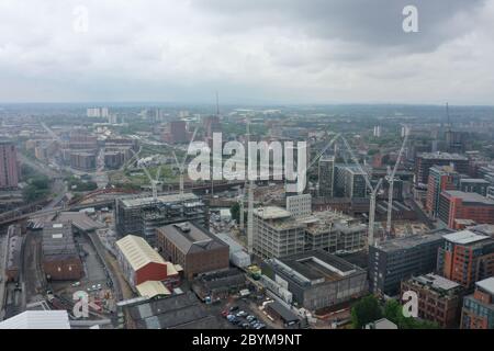 Vista generale del centro di Manchester dall'area di Castlefield. Foto Stock