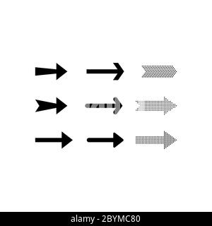 Icone freccia o pulsante in moderno pittogramma semplice è minimal, piatto, semplice, stile moderno. Icona della linea di interfaccia isolata per la progettazione digitale Illustrazione Vettoriale