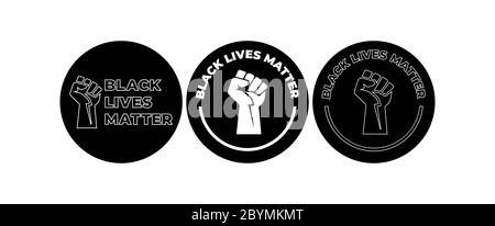 Icona di arresto del razzismo. Il concetto di Black Lives Matter. Modello per sfondo, banner, poster con testo. Illustrazione vettoriale. Illustrazione Vettoriale