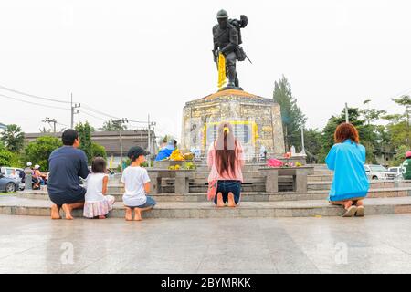 Thailandia - Gennaio 10 :monumento della guerra del pacifico (Grande guerra dell'asia orientale) al campo di soldati wachirawut nel sud della thailandia, Nakhon si Thammarat il gennaio Foto Stock