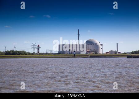 Brokdorf centrale nucleare, Schleswig-Holstein, Germania, Europa Foto Stock