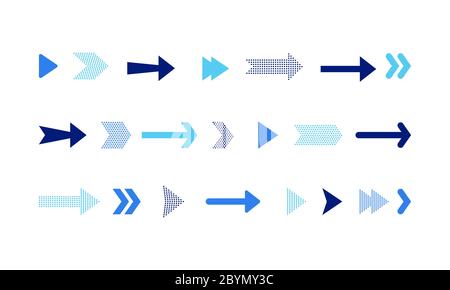 Le icone a freccia impostate o i pulsanti nel semplice pittogramma moderno sono di stile minimalista, piatto, semplice, moderno per applicazioni, web, app isolate su sfondo bianco Illustrazione Vettoriale