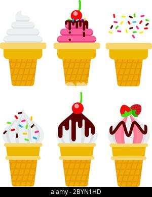 Gelato in cialde piatte isolate Illustrazione Vettoriale