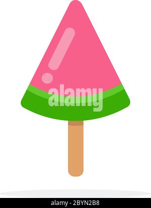 Gelato di anguria su un bastone piatto isolato Illustrazione Vettoriale