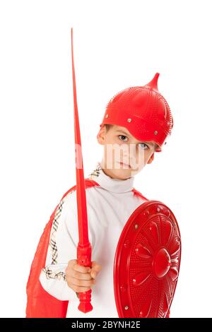 Ragazzo giovane vestito come un cavaliere Foto Stock