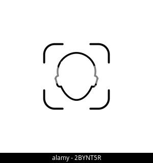 Icona faccia. Sistema di riconoscimento facciale identificazione linea di scansione facciale su sfondo bianco isolato. Vettore EPS 10 Illustrazione Vettoriale