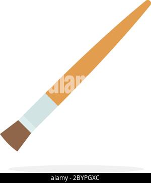 Pennello da disegno con setole piatte, isolato in piano Illustrazione Vettoriale