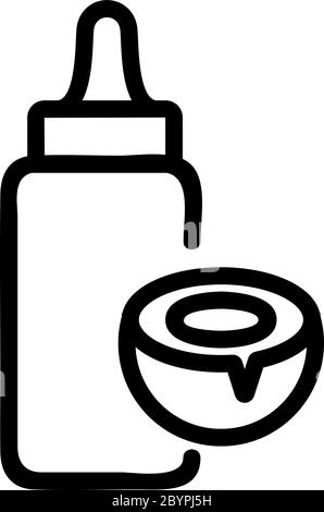 icona del flacone di latte di cocco illustrazione del contorno del vettore Illustrazione Vettoriale