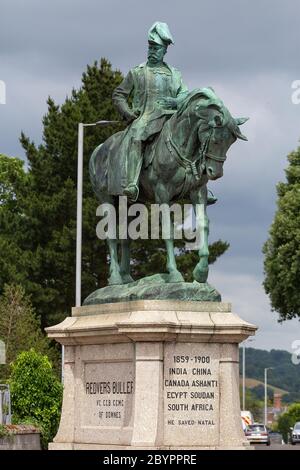 La controversa statua del generale Sir Redvers buller che fu eretta a Exeter, devon, nel 1905. Continuano le voci che egli ha avuto una mano in crimini di guerra a. Foto Stock