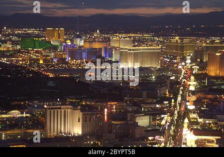 Aereo Vue Las Vegas - dal Stratophere 003 Hotel e luoghi più importanti a Las Vegas il luogo più bello di Las Vegas Foto Stock