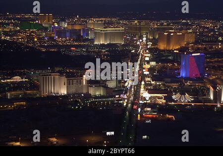 Aereo Vue Las Vegas - dal Stratophere 011 Hotel e luoghi più importanti a Las Vegas il luogo più bello di Las Vegas Foto Stock