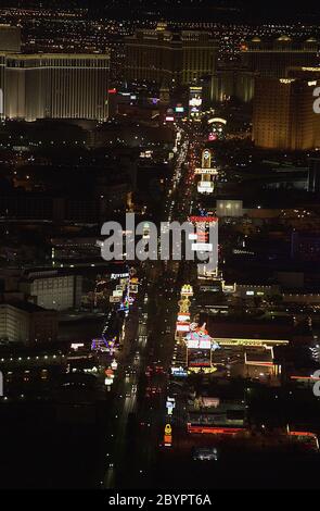 Aereo Vue Las Vegas - dal Stratophere 012 Hotel e luoghi più importanti a Las Vegas il luogo più bello di Las Vegas Foto Stock