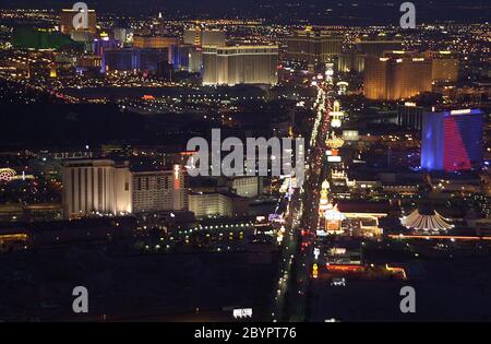 Aereo Vue Las Vegas - dal Stratophere 021 Hotel e luoghi più importanti a Las Vegas il luogo più bello di Las Vegas Foto Stock