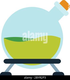 Lampadina da laboratorio sul supporto con icona vettoriale liquida piatta isolata Illustrazione Vettoriale