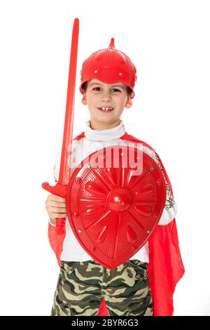 Ragazzo giovane vestito come un cavaliere Foto Stock