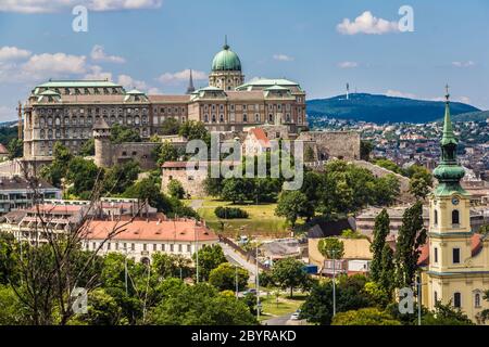 Budapest Royal Palace vista la mattina. Foto Stock