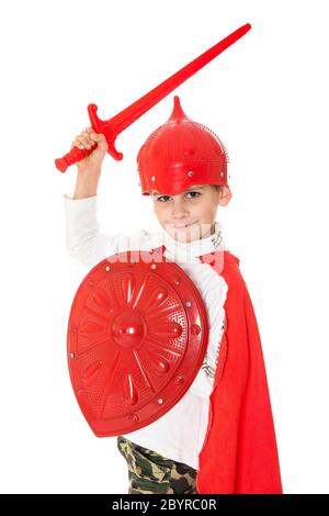 Ragazzo giovane vestito come un cavaliere Foto Stock